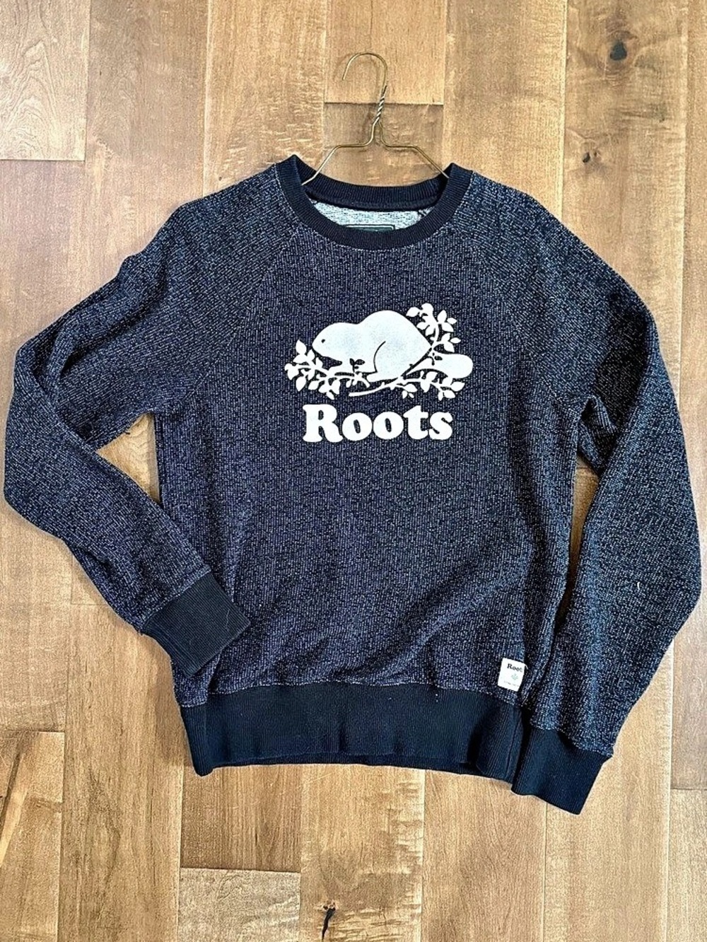 Roots Salt & Pepper Crewneck Sweatshirt Black & Gray XS